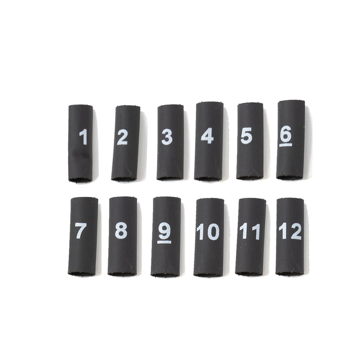 Black 3:1 3/16" Heat Shrink Number Set 1-12