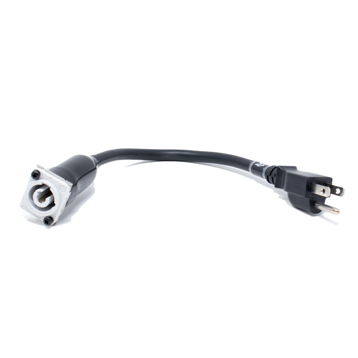 Male 5-15P to PowerCON White panel mount adapter
