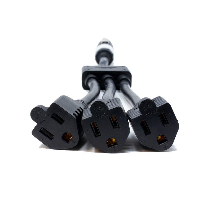 PowerCON White to Triple NEMA 5-15R adapter